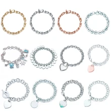 SL 03 TFB качественный 925 пробы Серебряный Простой Элегантный классический любовный браслет DIY браслет с логотипом для женщин