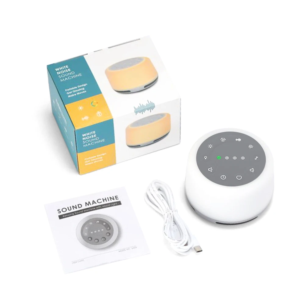White Noise Machine Sleep Aid Device White Noise Sound Machine with 7 colors Mood Light Natural Sounds & Music Playback Memory & Timing Sleep Therapy for Baby Adults