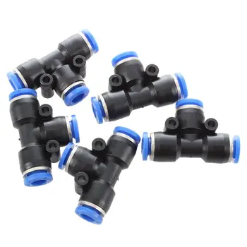 

5 Pcs 6mm to 6mm T Style One Touch Fittings Push in Quick Connectors