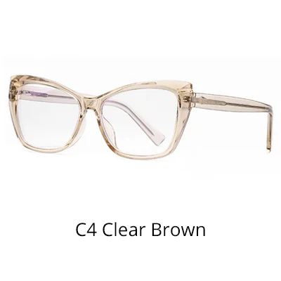 C4 Clear Brown Ralferty качество TR90 женские очки оправа кошачий глаз прозрачный компьютерный синий светильник очки с весенним женским сортом без диоптрий - Цвет оправы: C4 Clear Brown
