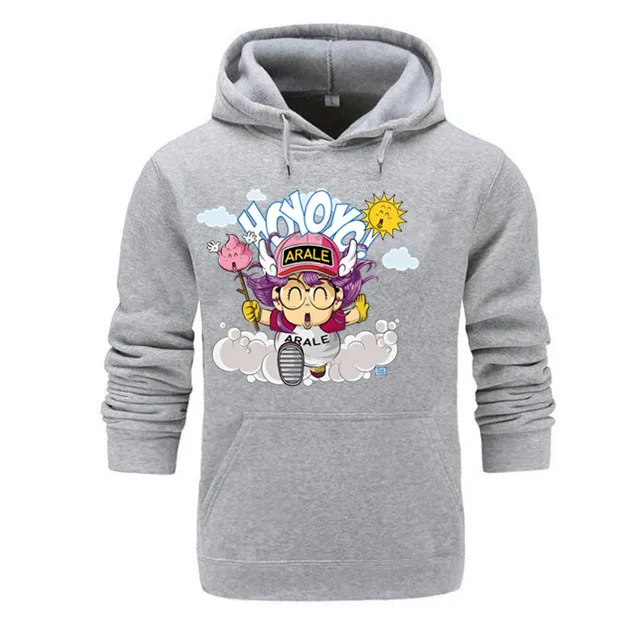 Arale мультфильм мужские толстовки хип-хоп одежда флис уплотненные толстовки хлопок Прямая поставка толстовки мужские - Цвет: Серый
