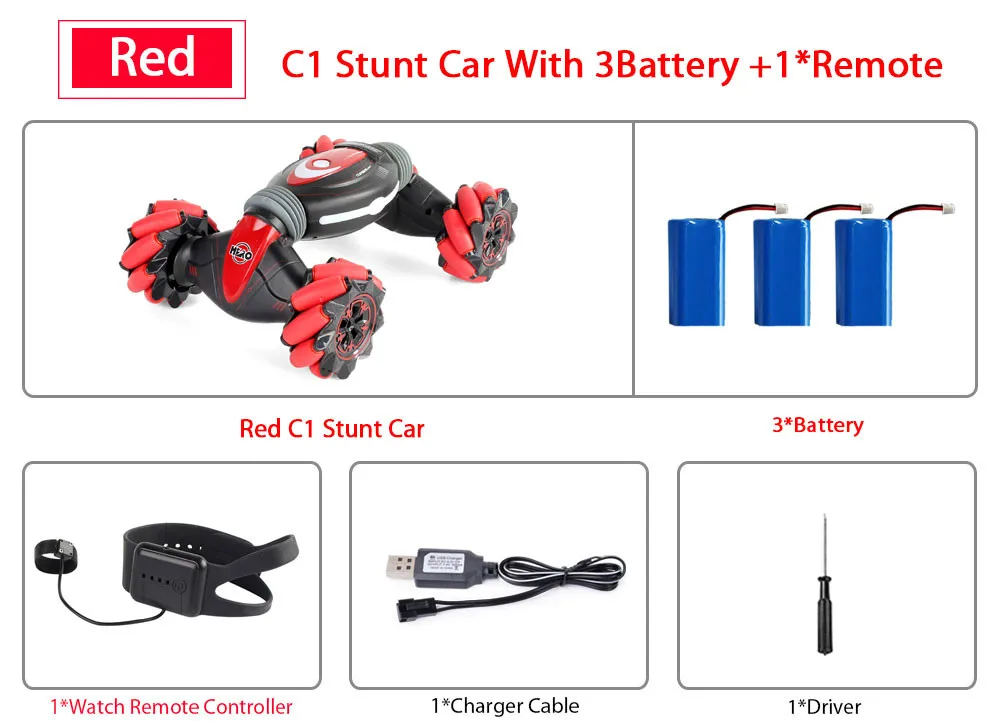 RED 1Remote 3B Пульт дистанционного управления трюк автомобиль жесты индукции скручивание внедорожника светильник музыка дрейф Танцующая сторона RC игрушка подарок для детей - Цвет: RED 1Remote 3B