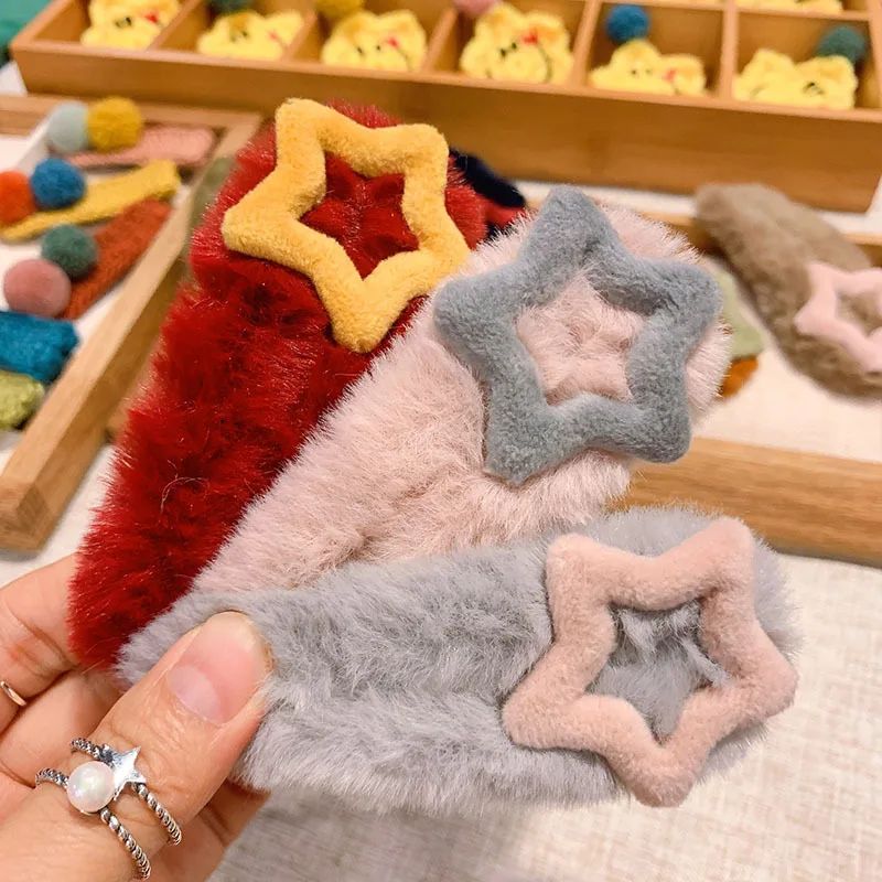 60 шт./лот DIY мульти бархат пятиконечная звезда волосы BB зажимы Sunday Ангорская пряжа шпилька Инструменты для укладки волос аксессуары HA1389