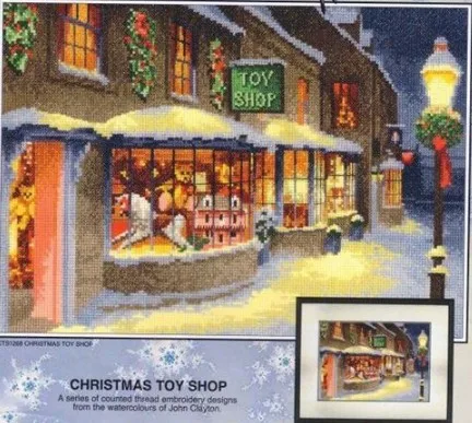 

Gold Collection Counted Cross Stitch Kit Christmas Toy Shop Shoppe Night Street