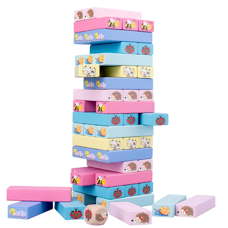 

51pcs Stack High Digital Color Cartoon Animal Stack Music Layer Stacking Building Blocks Puzzle Children Wooden Toys