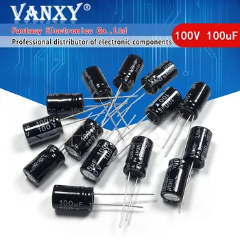 

20PCS Higt quality 100V100UF 10*17mm 100V 100UF 10*17 Electrolytic capacitor