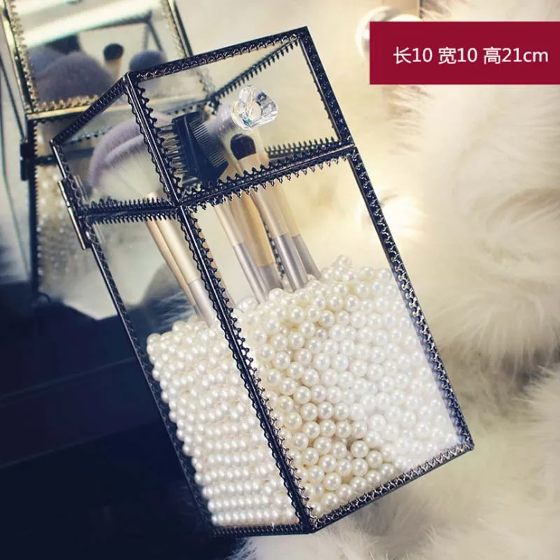 

New Retro Makeup Brush Holder Dustproof Storage Box with cover Makeup Organizer Cosmetic tool Pencil Lipstick Organizer Case