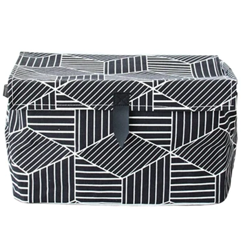 

Stripe Covered Desk Storage Box Storage Organizer Clothes Storage Basket Cosmetic Case Kids Toys Storage Bucket-Black