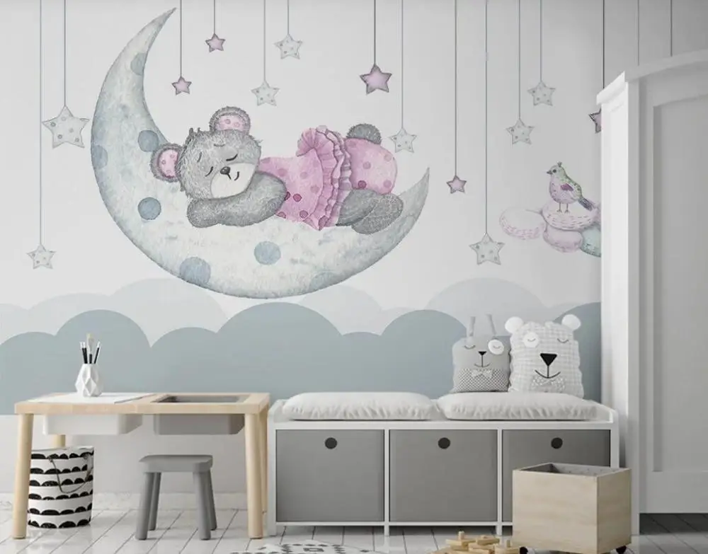 23046485 beibehang Customized modern hand-painted Nordic forest small animal concert children background papel de parede 3d wallpaper - Цвет: 23046485