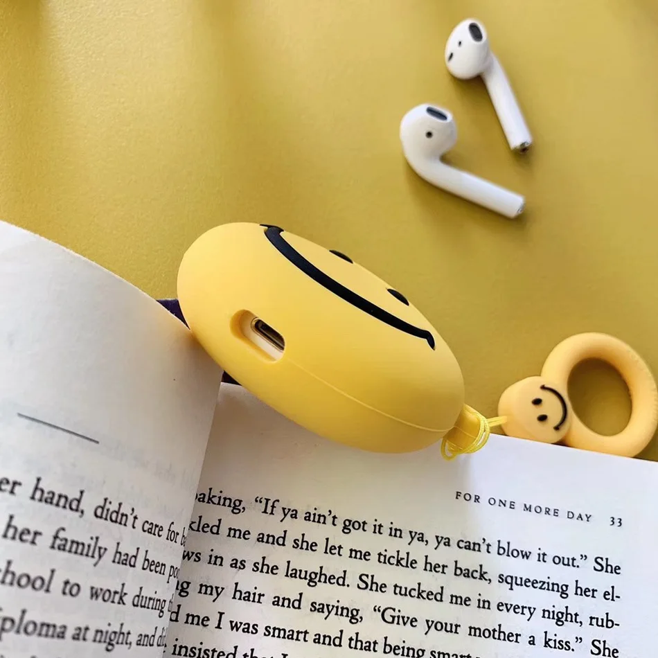 Чехол для наушников Airpods 2 чехол силиконовый смайл мультфильм милые чехлы для наушников для Air Pods Чехлы для Apple Earpods аксессуары