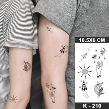 Planet Temporary Tattoo Sticker Rocket Sun Outer Space Paper Airplane Small Mini Black Tatu Hand Arm Men Women Glitter Kids Tato