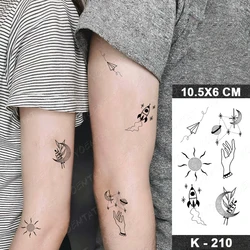 Planet Temporary Tattoo Sticker Rocket Sun Outer Space Paper Airplane Small Mini Black Tatu Hand Arm Men Women Glitter Kids Tato