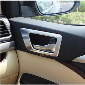 

For Toyota Highlander 2015 2016 2017 Car Protect Detector Sticker Trim ABS Chrome Car Door Inner Built Handle Bowl 4pcs/Set
