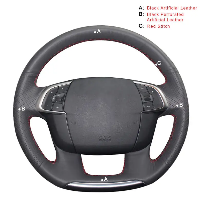 Авто оплетка на рулевое колесо Крышка для Citroen C4 C4L 2011- DS4 аксессуары для интерьера DIY автомобиля оплетка рулевого колеса чехлы - Название цвета: Artificial Leather