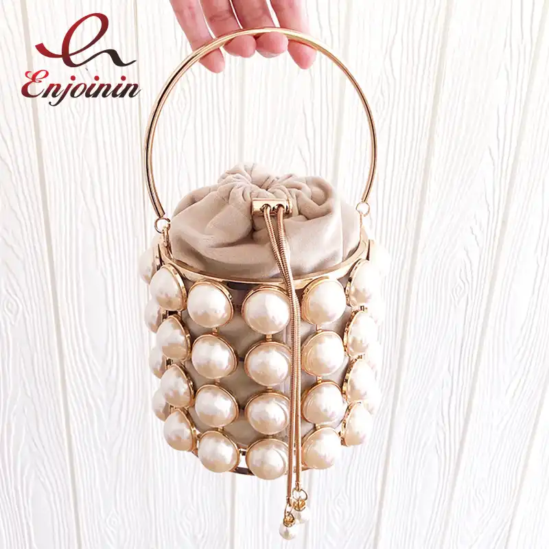 gold and pearl clutch bag