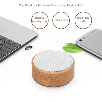 

Mini Wood Bluetooth Speaker Portable Outdoor Wireless Mini Computer Bluetooth Sound Box Support AUX TF Card for iPhone Android
