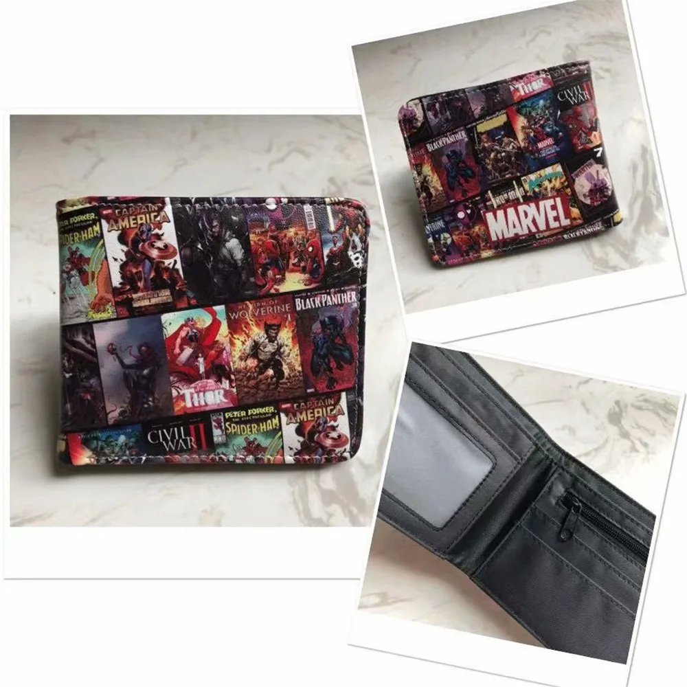 С принтами "Marvel", "Мстители", Капитан Америка/Халк/фильма «Дэдпул»; рубашки с героями мультфильмов кошелек модные кошельки Для мужчин аниме Кошельки подарок - Цвет: Z