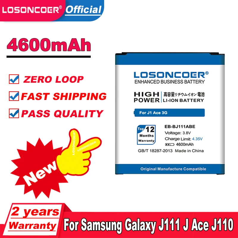 LOSONCOER 4600mAh EB-BJ111ABE Battery For Samsung Galaxy J1 J Ace J110 SM-J110F J110H J110F J110FM | Мобильные телефоны и