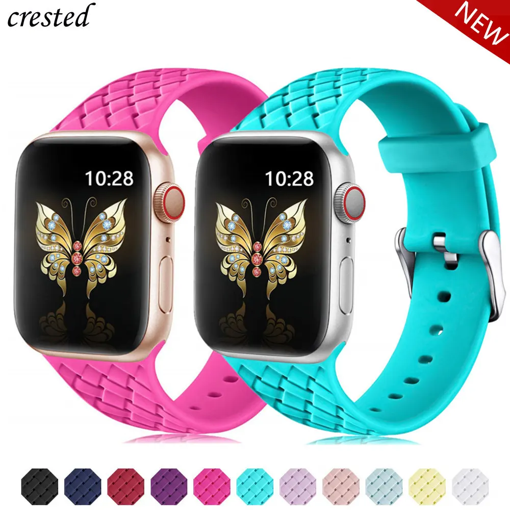 Тканый ремешок с узором для apple watch band 44 мм 40 мм iwatch band 38 мм 42 мм спортивный силиконовый ремешок для часов Браслет apple watch 5 4 3 2