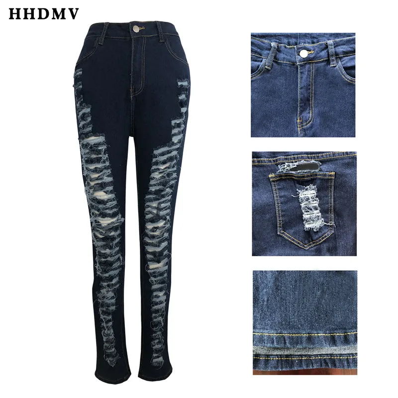 HHDMV GHSF12057 модное снижение возраста хип-хоп стиль деним длинные брючные пуговицы сломанные отверстие сексуальные выдалбливают плотные джинсовые длинные брюки