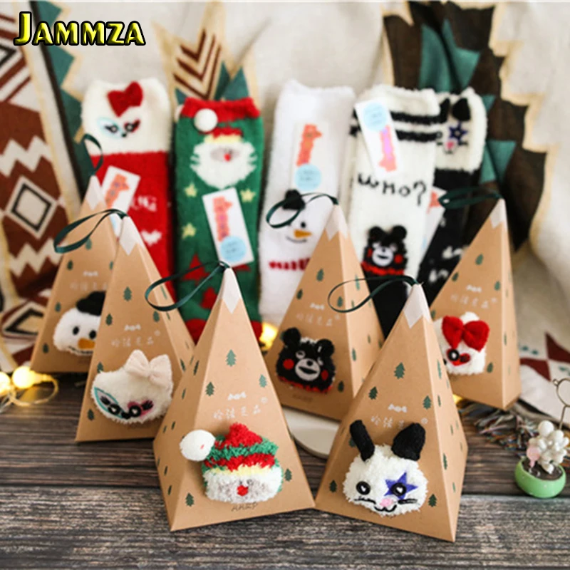 Рождественский подарок, женские носки, сохраняющие тепло, коралловый флис, утолщенный бархат, снеговик, животные, зимние носки, креативные милые носки, полотенце