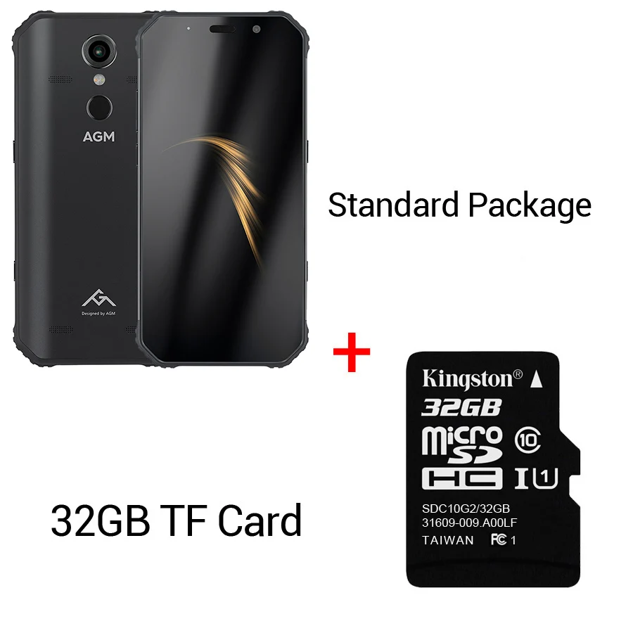 Black n 32GB Card AGM A9 IP68 водонепроницаемый мобильный телефон 5,9" HD 18:9 4 Гб ОЗУ 32 Гб ПЗУ Qualcomm SDM450 Восьмиядерный 5400 мАч отпечаток пальца тип-c NFC - Цвет: Black n 32GB Card