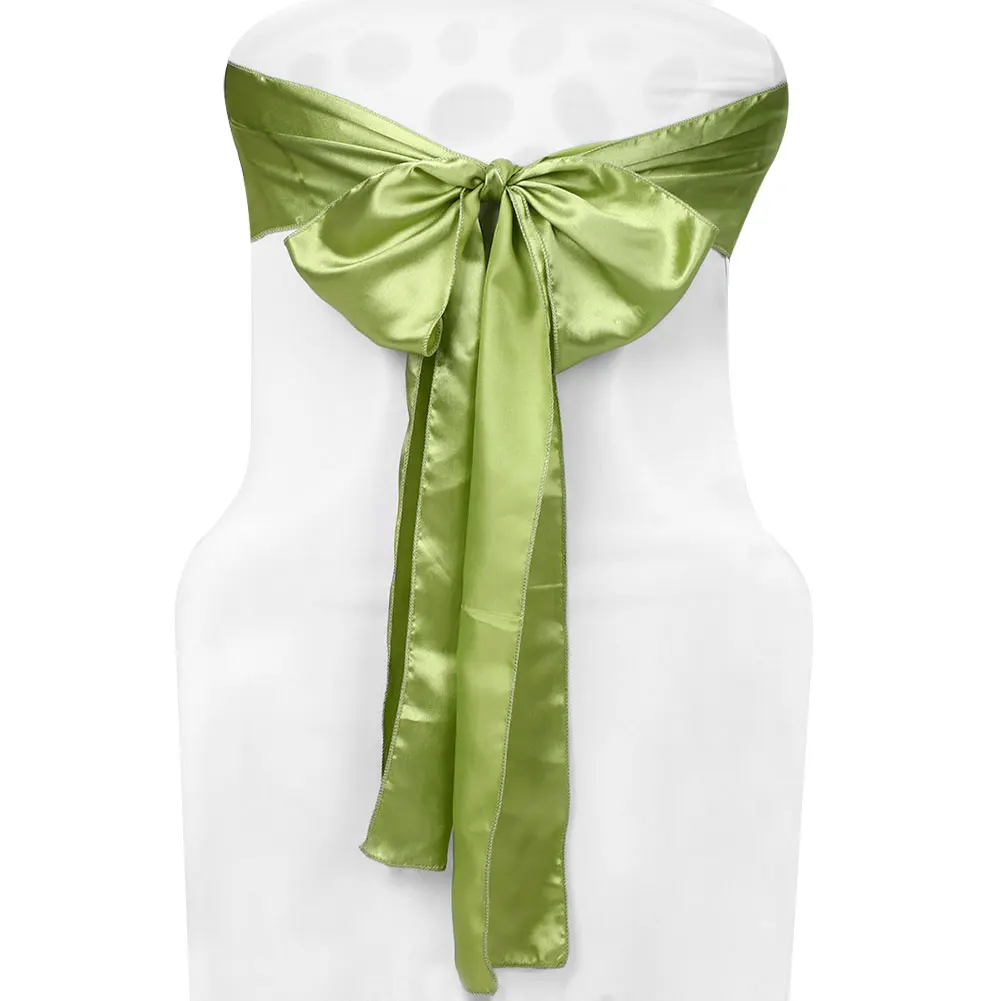 Grass Green Атласные чехлы для стульев, ленты для свадебного дома, отеля, декоративный домашний текстиль - Цвет: Grass Green