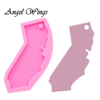 

Shiny new keychain mold California US state Silicone epoxy Resin Molds Decorative Craft DIY bracelet keychain mold DY0213