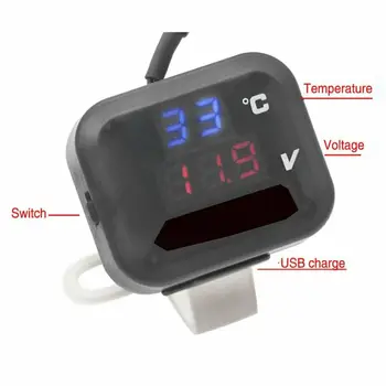 

1pcs Gauge Motorcycle Air Temperature Voltmeter Voltage Thermometer Meter