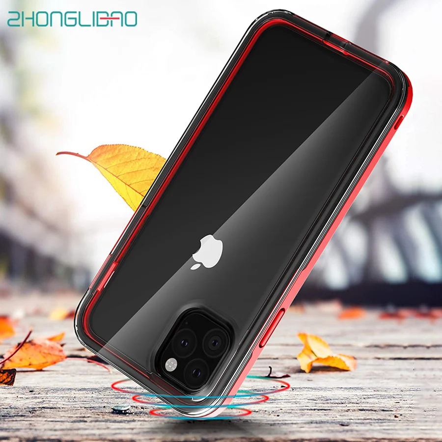 

Anti Knock ShockProof Phone Case for IPhone 11 Pro Max XS Max XR X 7 8 6S 6 Plus Silicone Bumper Armor Hard Clear Black Cover