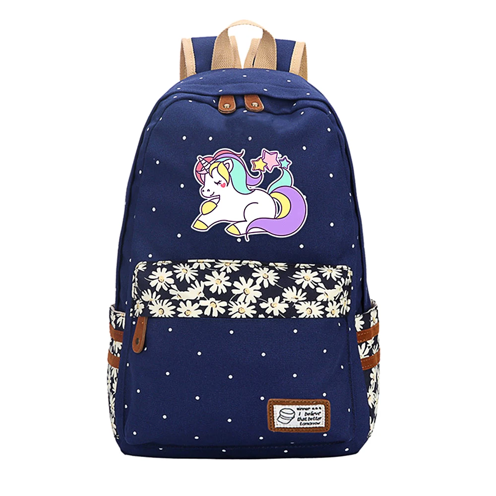 

Unicorn Printed Cartoon Backpack Girls School Bags Rucksack Book Shoulder Laptop Crossbody Knapsack