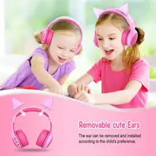 Kids Bluetooth 5 0 Headphone Foldable Cat Ear Stereo Headset Safe Volume with MIC for Handsfree Boys Girls Birthday Gifts