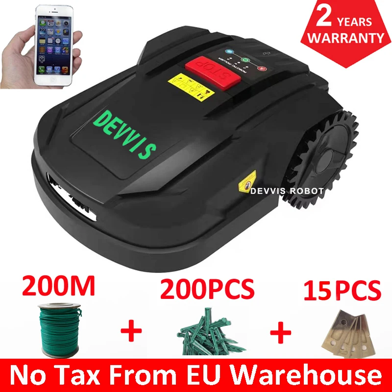 DEVVIS-cortacésped Robot H750T de 7ª generación, para césped pequeño, actualizado con batería de litio de 4,4 ah, Wifi, horario, giroscopio, 2021