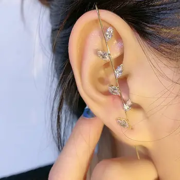 

Bohemian Wedding Pearl Ear Wrap Crawler Hook Earring Crystal Stud Earrings For Woman Lightning Zirconia Climber Earrings Jewelry