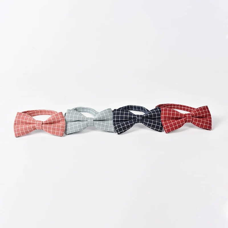 Puppy Cat Collar Charms Bow Ties Adjustable Plaids Necktie Pet Wedding Party Grooming Outfits