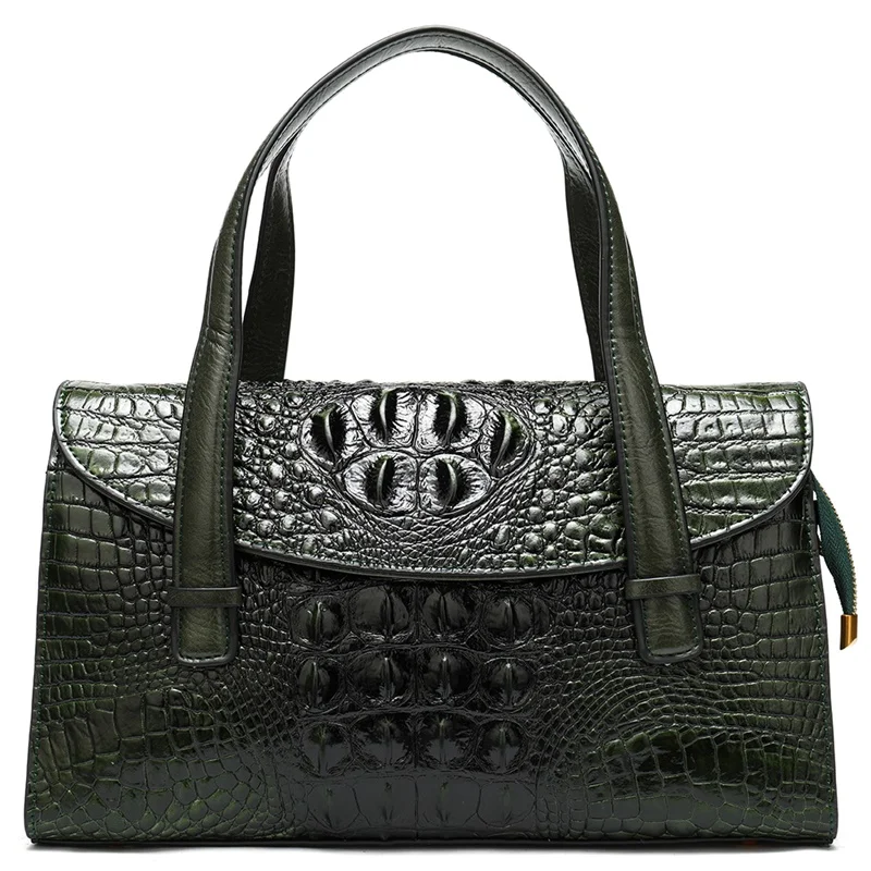 WESTAL сумки женские натуральная кожа крокодила дизайн женские кожаные сумки мессенджер/большие сумки на ремне ручка-Топ сумка - Цвет: 99343green