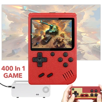 

AUN 400 In 1 Game console MINI Portable Retro Video Console Handheld Game Through AV projection screen projector for kids gift