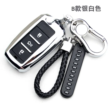 

Car Key Case Zinc alloy Remote Fob Shell Cover Keychain Car Accessories for Changan Eado CS35 CS75 Oushang A600 A800