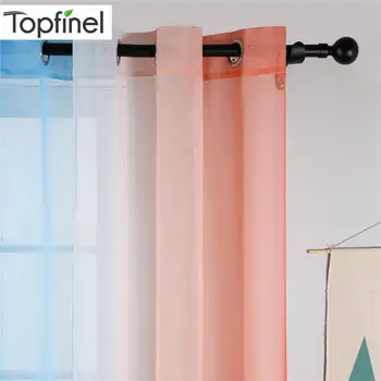 

Topfinel Simplicity Gradient Color Window Tulle Curtains for Living Room Sheer Curtains for Bedroom Drapes Decoration Modern