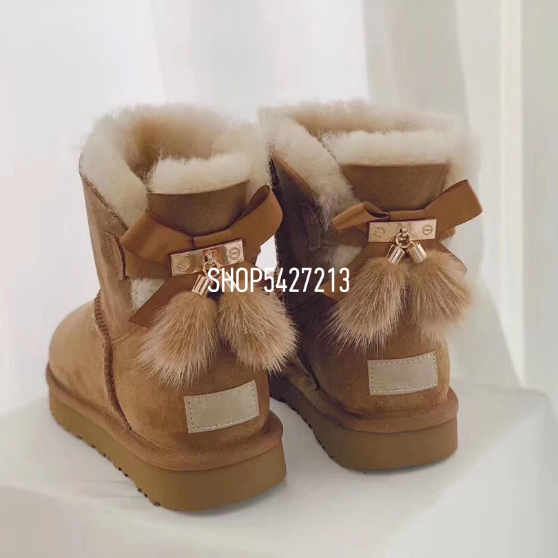 

Luxury women's winter boots suede ankle snow boots women warm fur plush shoes