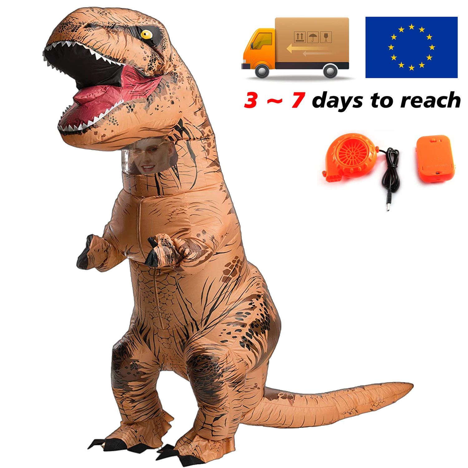 Disfraz de dinosaurio tiranosaurio inflable t-rex para niños y adultos, ropa de fiesta de disfraces para Halloween