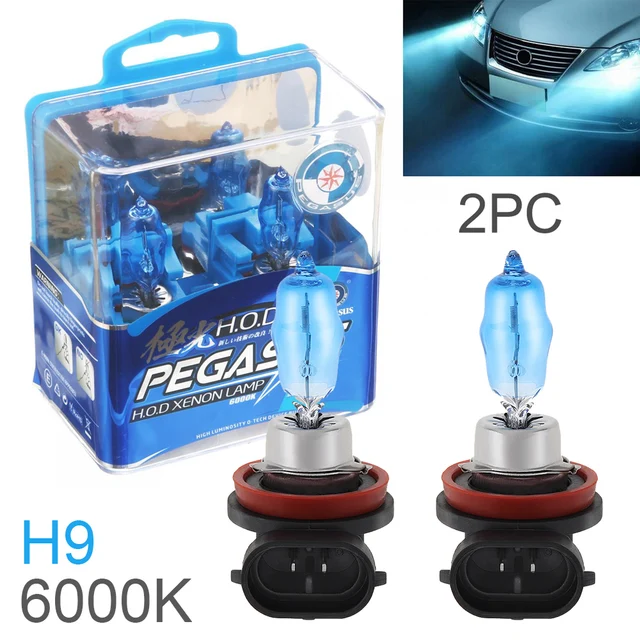 MovFlax H4 H7 H3 Car HOD Halogen Bulbs H9 H1 2 Pcs DC 12V 100W 6000K White Light Front Headlight Lamp Car Light Source Parking H9 Socket