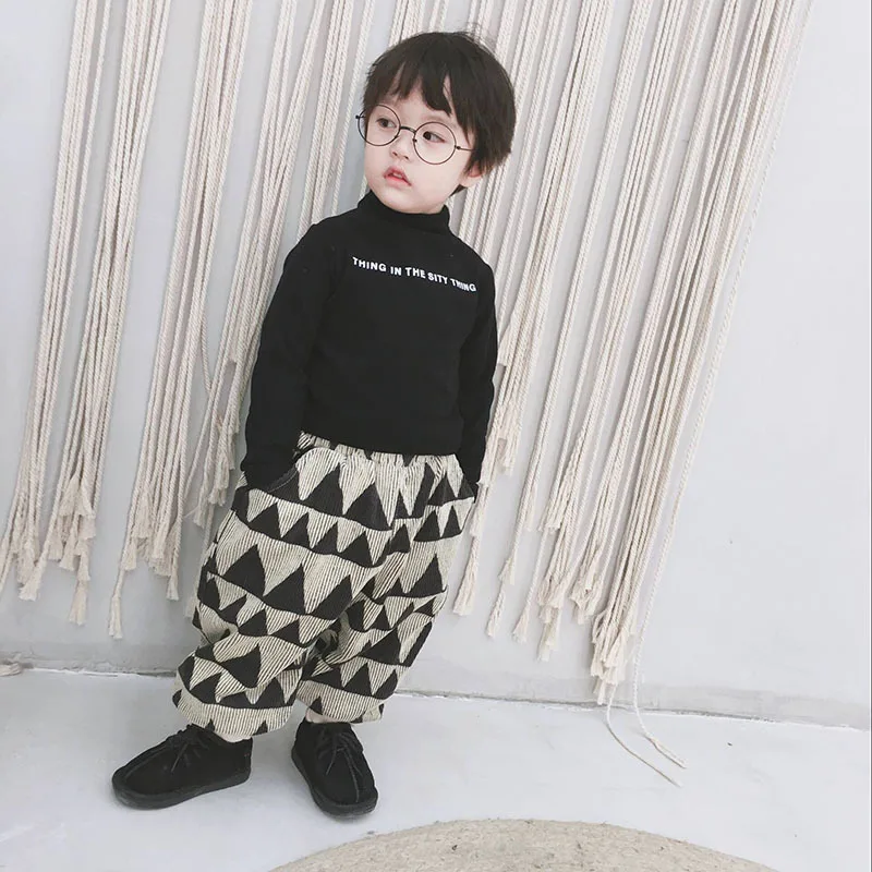 Children Winter Thick plus Velvet Corduroy Long Pants Men And Women Child Baby Korean-style Pure Cotton Loose-Fit Ankle Banded P