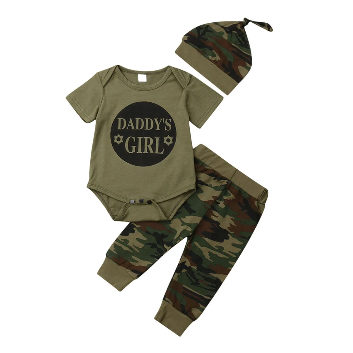 DADDY'S/комплект одежды для мальчиков и девочек, камуфляжная футболка для новорожденных мальчиков и девочек, топы, камуфляжные штаны, шапка, комплект из 3 предметов, Рождественская одежда, 0-24 мес