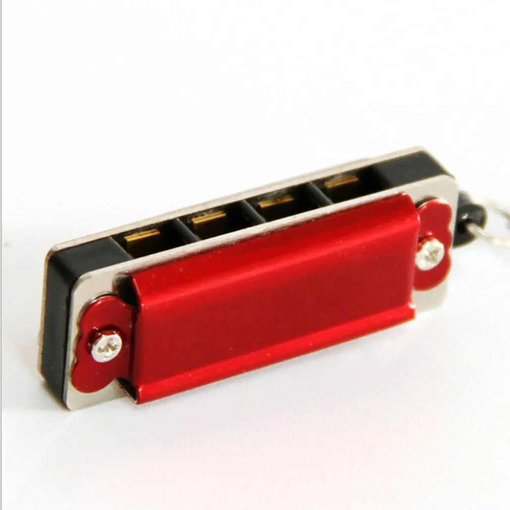 wine red Colorful Harmony Mini Necklace 8-Tone Harmonica Diatonic 4 Hole Harmonica Blue Pendant Necklace Musical Instrument - Цвет: wine red