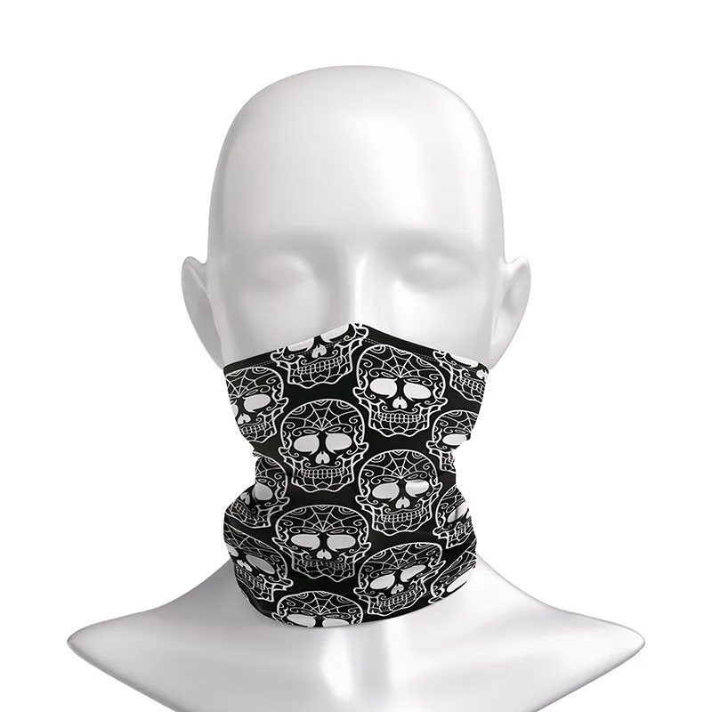 Cool 3D Skull Faces Scarf Women Turban Magic Scarves Outdoor Anti-UV Multi-Use Men Soft Changeable Neck Tube Snood Bandana