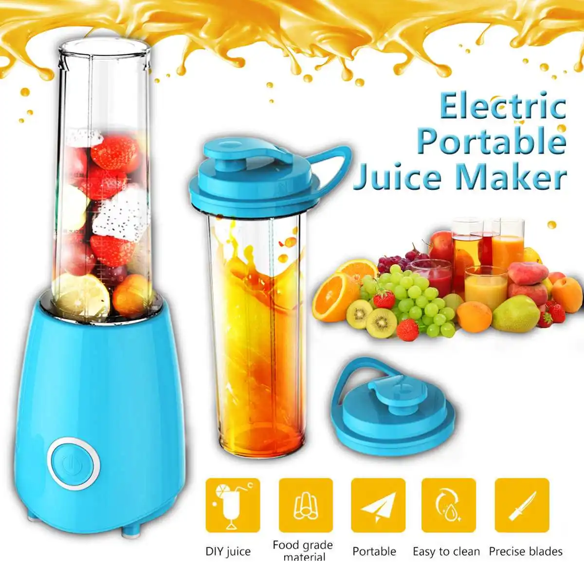  500ml Portable Juicer Electric Rechargeable Smoothie Blender Machine Mixer Mini Juice Cup Maker fas