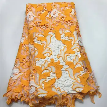 

Fushia orange French lace fabric with beads rhinestone fabrics for dresses african embroidered tulle lace fabric 5 yard/setL1601