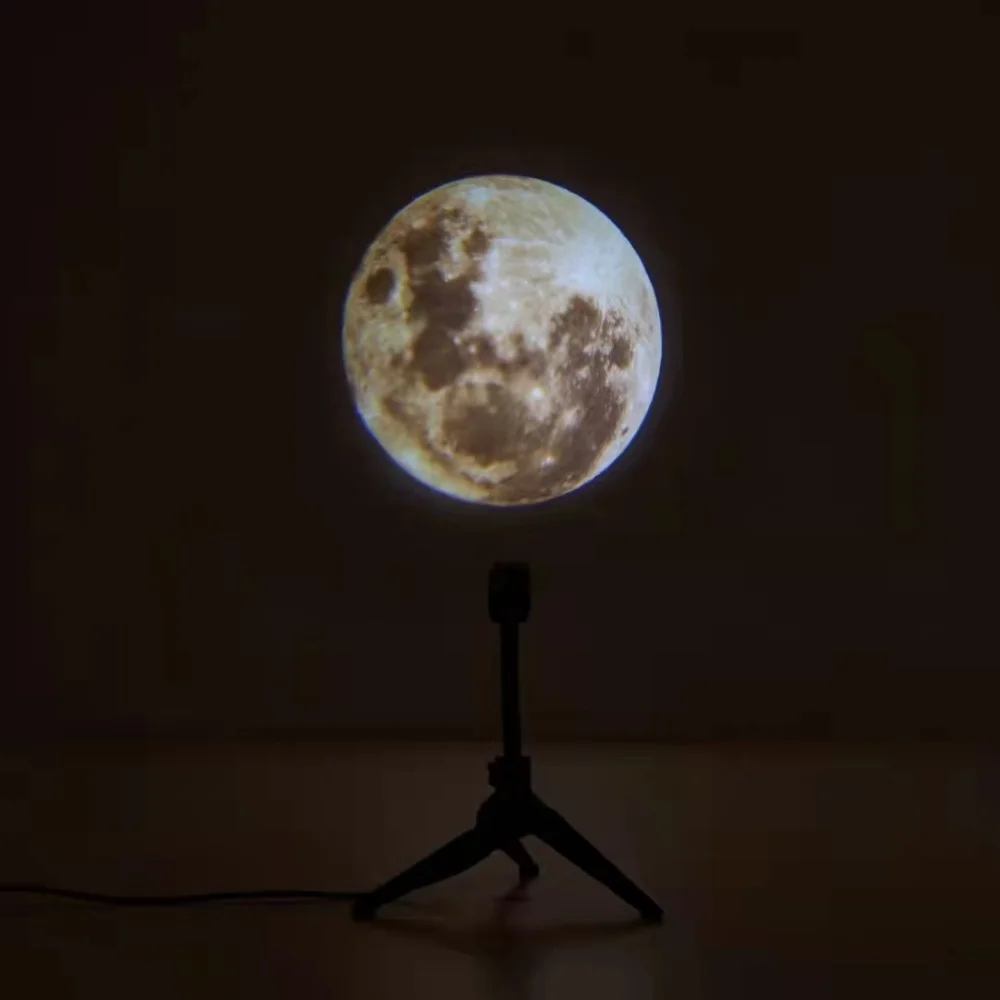 Earth Moon Projection On Wall Lamp 360&deg; Rotatable Bracket DC5V USB Live Background Light Home Party Living Room Bedroom Decor
