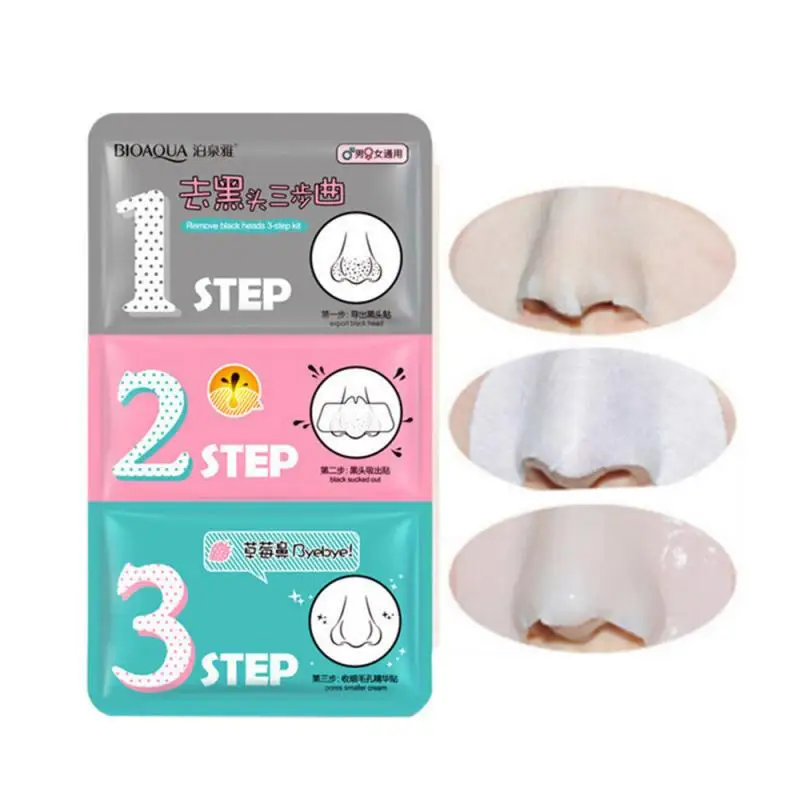 1Pc BIOAQUA Remove Blackhead Mask Acne Remover Clear Black Head 3 Step Kit Skin Care Korean Cosmetic |